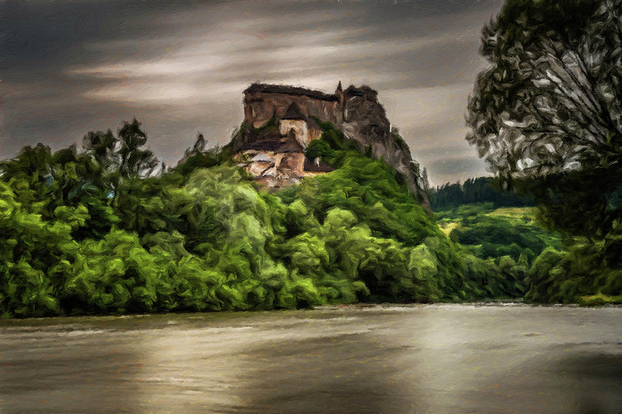 European castle shortly after storm Painting by Miroslav Liska