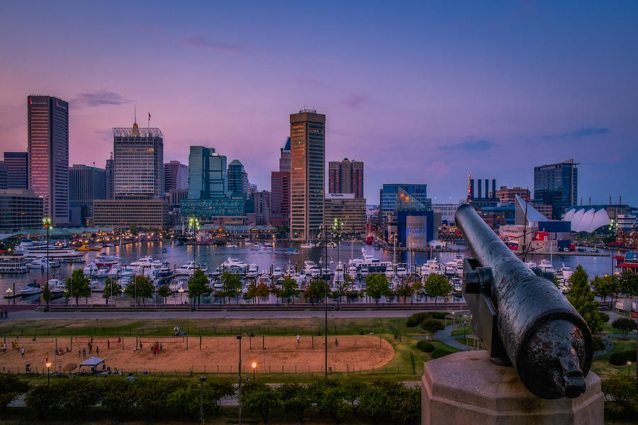 Baltimore Harbor at Dusk Photograph - Federal Hill In Baltimore Maryland by Susan Candelario
