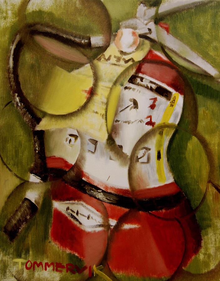 Abstract Playing Cards Design Painting - Tommervik Abstract Fire Extinguisher Art Print by Tommervik