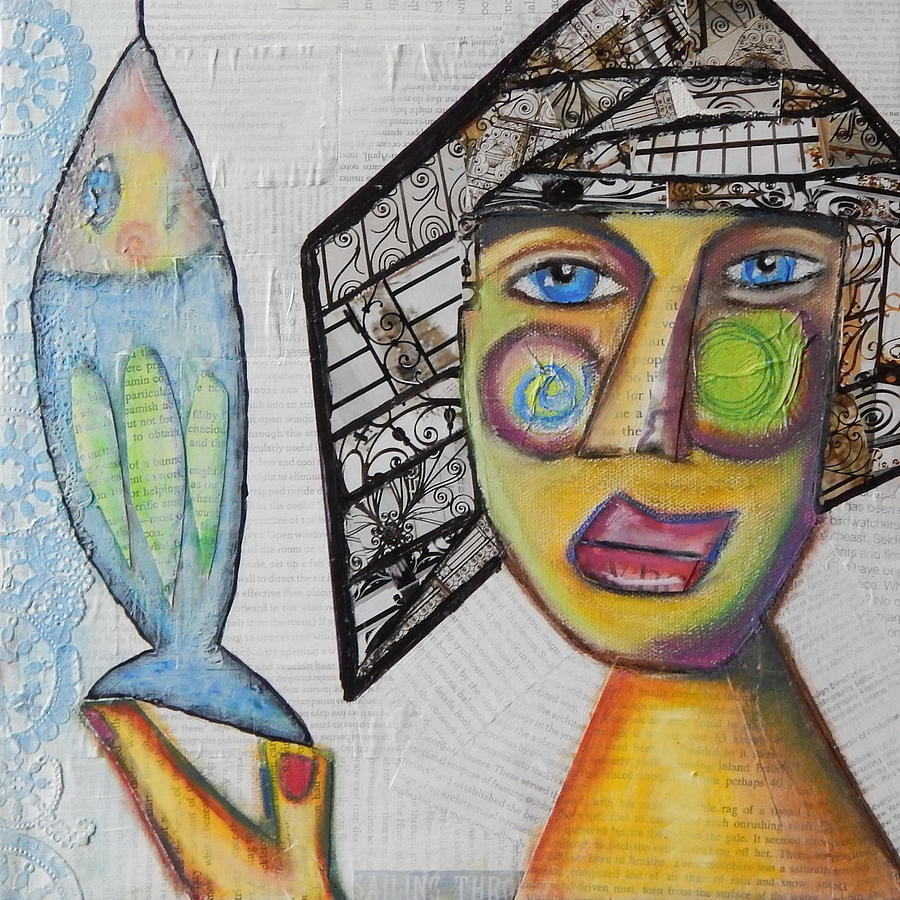 Fisher Woman Mixed Media by Mary Conner