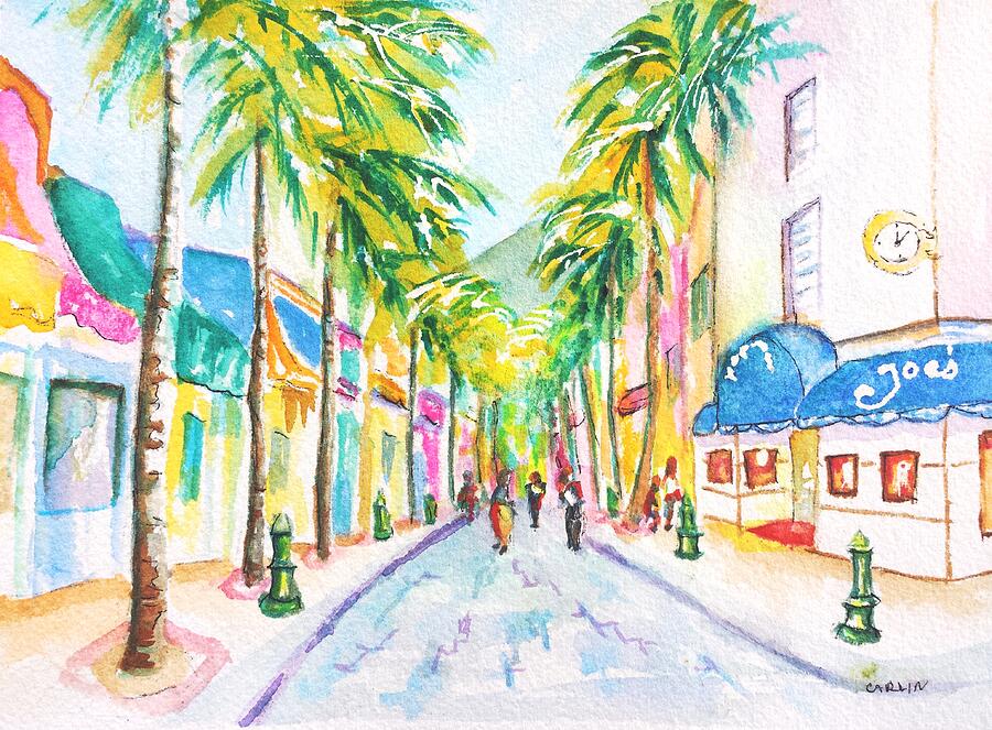Front Street Philipsburg St. Maarten Painting by Carlin Blahnik CarlinArtWatercolor