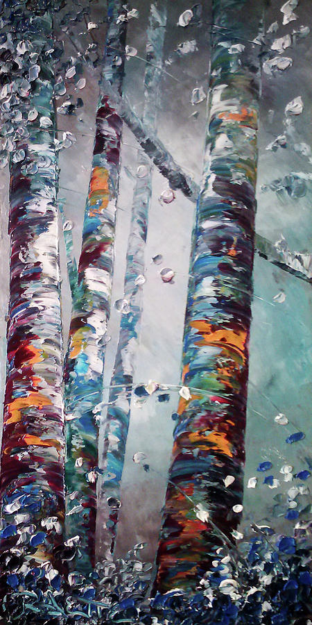 Frosty Aspens in October Painting by Raette Meredith