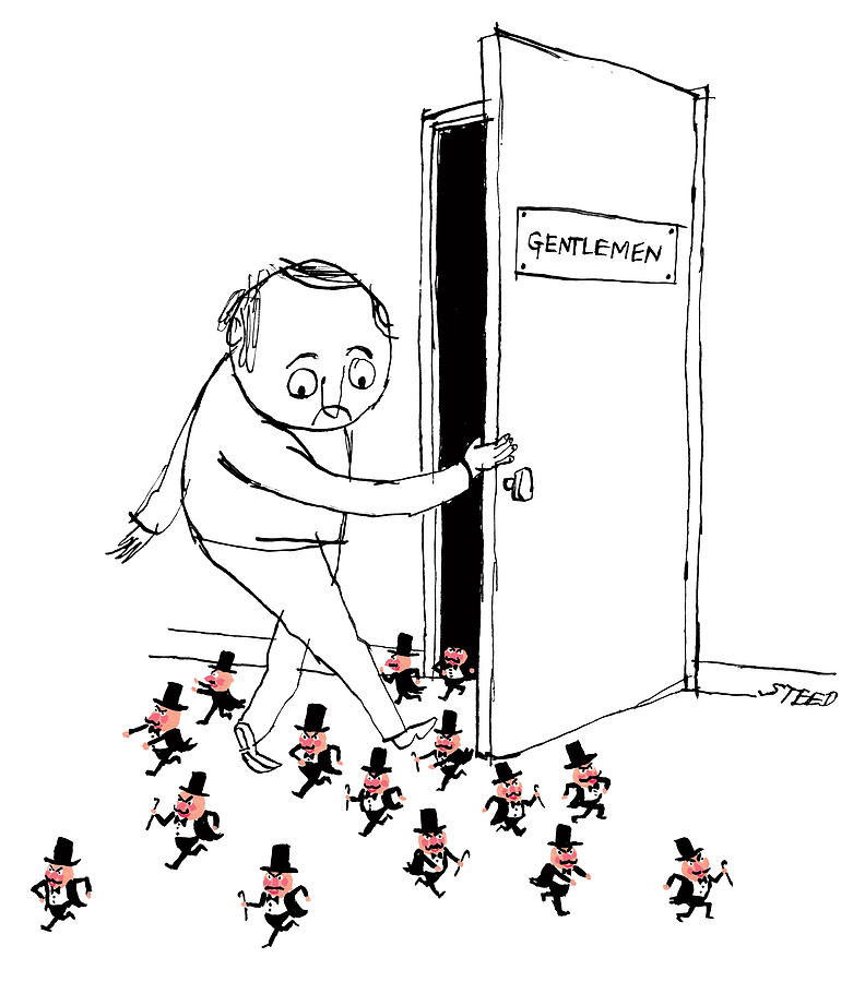 Man Surprised by Tiny Marching Figures Drawing - Gentlemen by Edward Steed