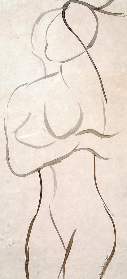 Gestural Nude Sketch Mixed Media by Angela J Murray