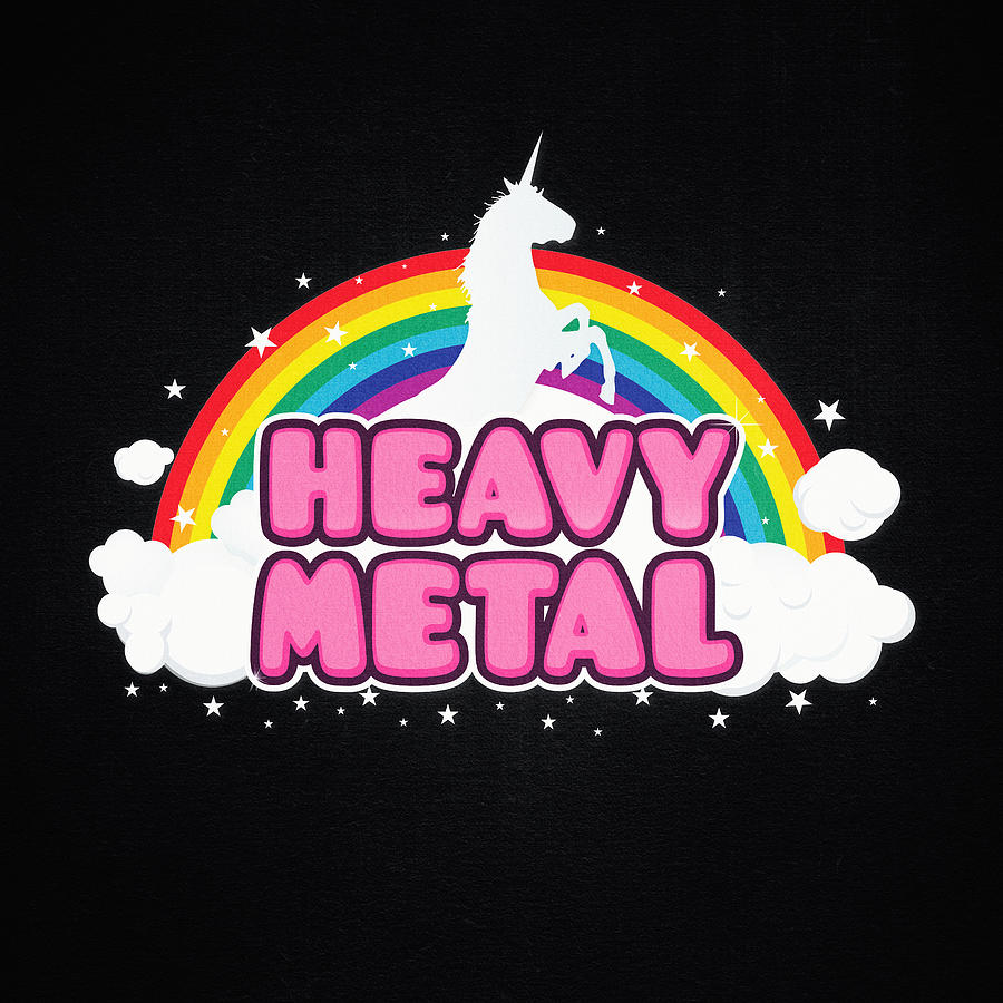 HEAVY METAL Funny Unicorn Rainbow Mosh Parody Design Digital Art