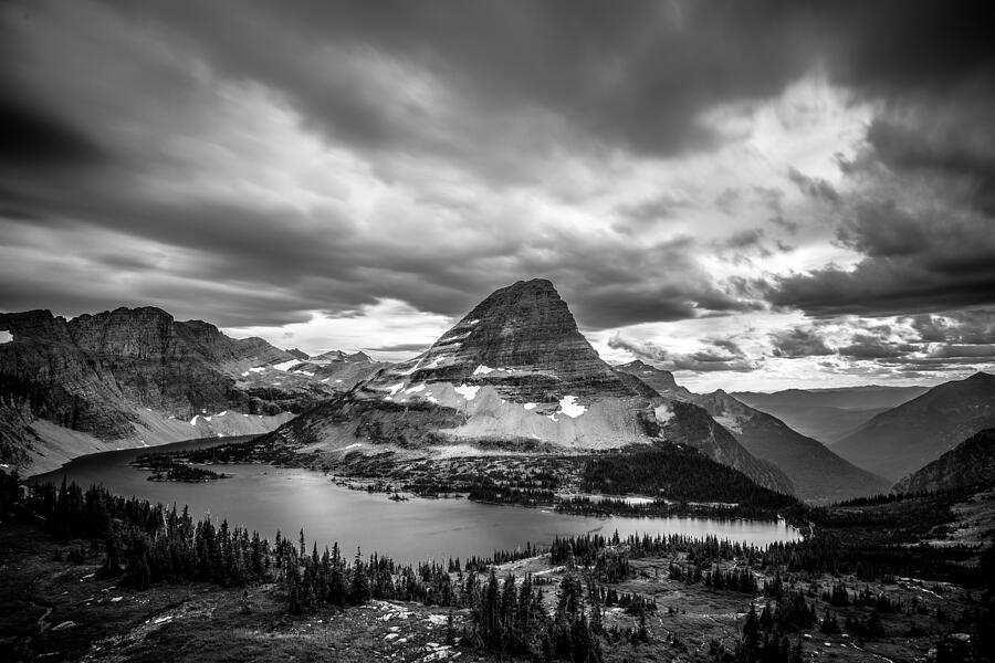 Mountain Lake under Dramatic Sky Photograph - Hidden Lake - Glacier National Park by Adam Mateo Fierro