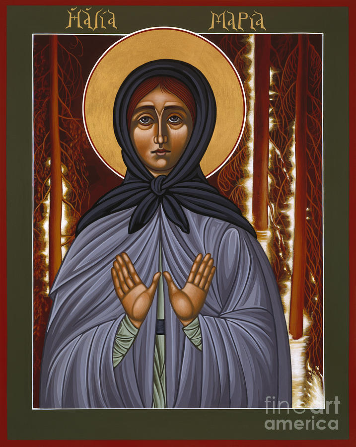 Holy Hermitess Maria Icon Painting - Holy Hermitess Maria of Olonets 101 by William Hart McNichols