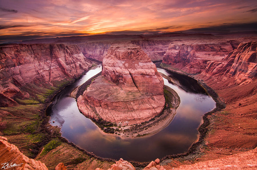 Sunset at Horseshoe Bend Photograph - Horseshoe Bend Sunset by Russell Wells