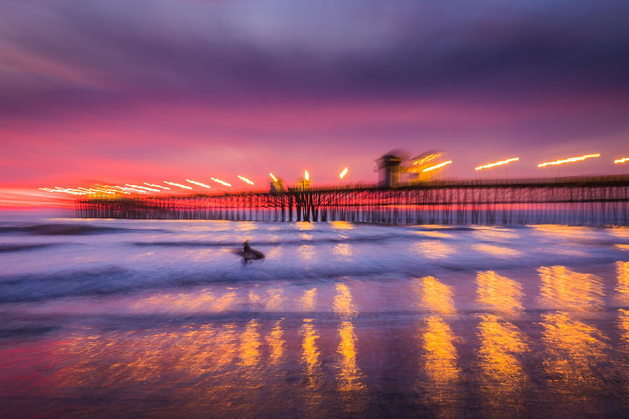 Impression of Sunset at Oceanside Pier - Abstract Photograph Photograph by Duane Miller