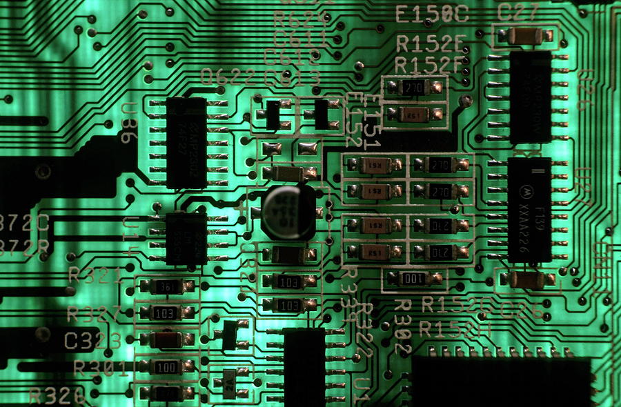 Intricate Circuit Board Design Photograph - Integrated circuit board from a computer by Sami Sarkis Photography