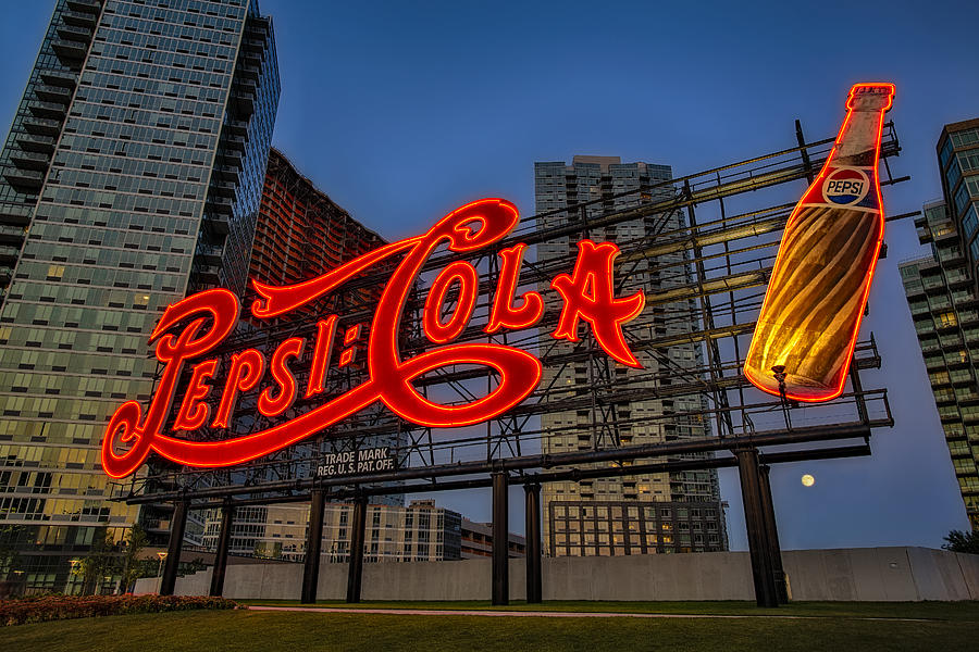 Iconic Pepsi-Cola Sign at Dusk Photograph - Join The Pepsi Generation by Susan Candelario