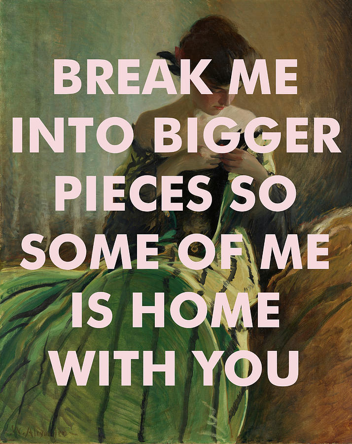 Woman in Green Dress with Text Overlay Digital Art - LCD Soundsystem Art Print by Georgia Clare