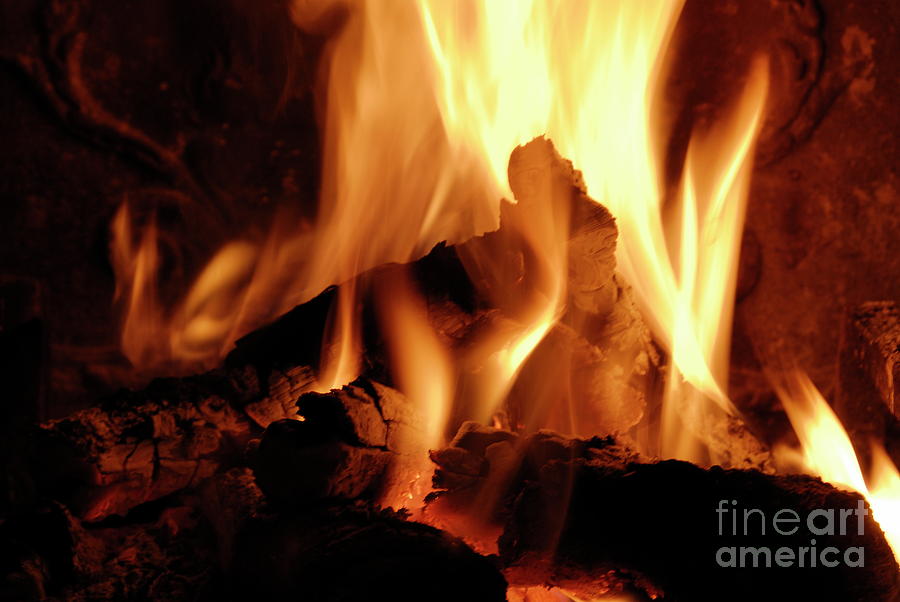 Mesmerizing Fire Flames Photograph - Log fire by Sami Sarkis Photography