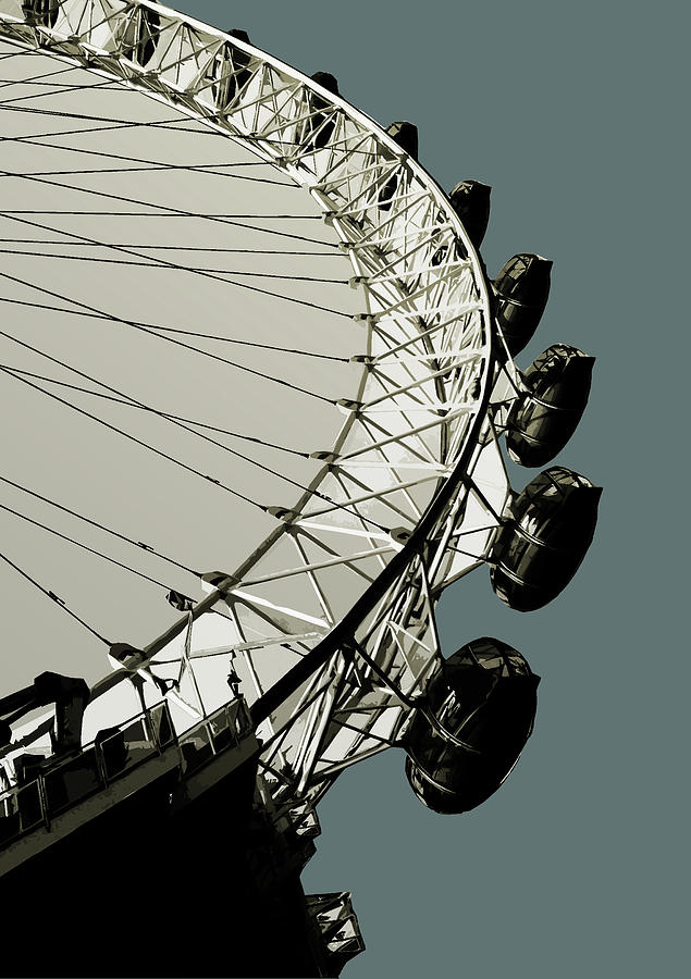London - Eye - Soft Blue Greys Painting by BFA Prints