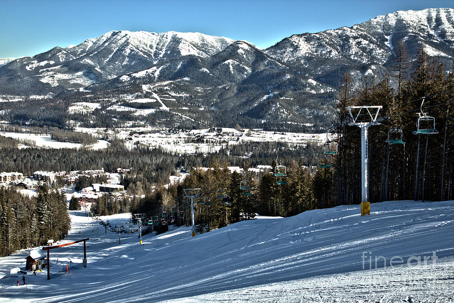 Snowy Mountain Ski Resort Photograph - Looking At The Base Of Fernie by Adam Jewell