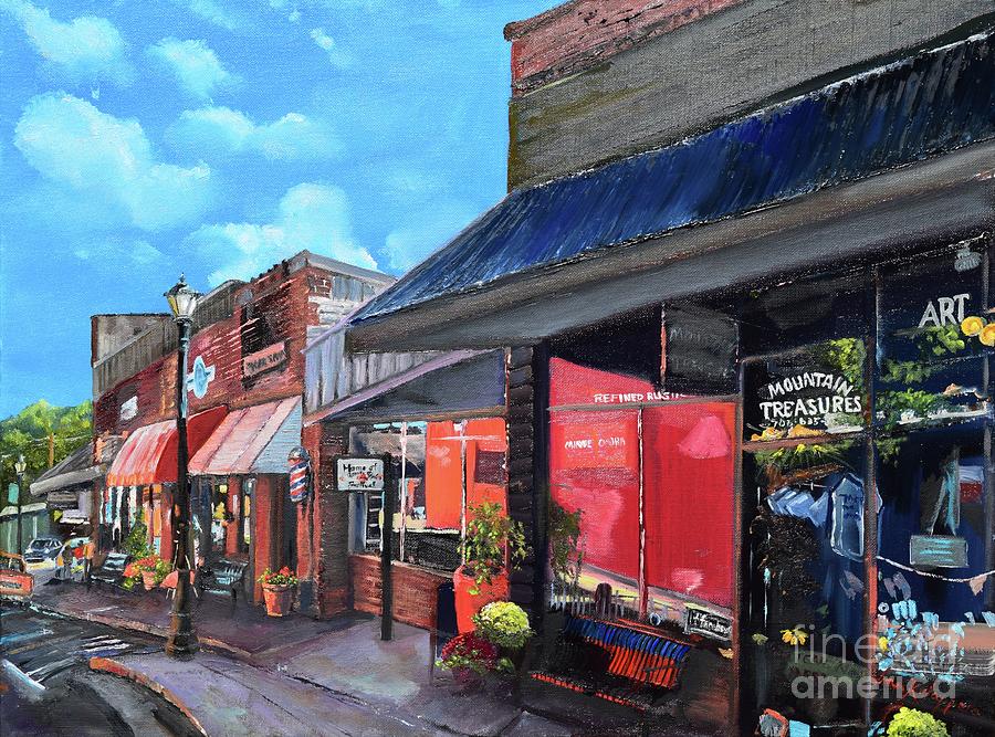 Main Street Ellijay - Mountain Treasures - On the Square Painting by Jan Dappen