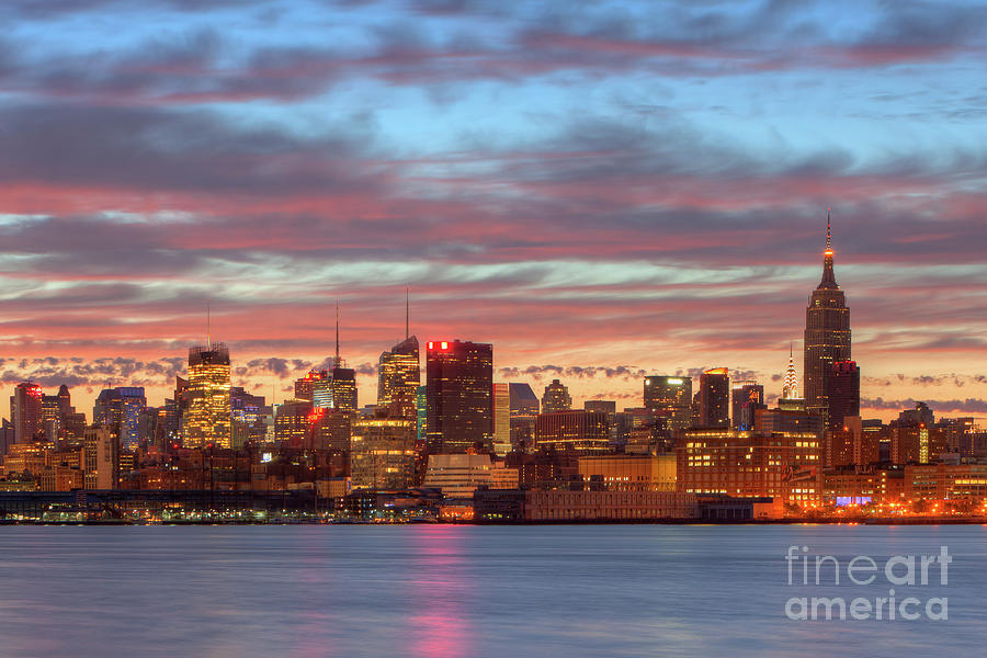 New York Skyline at Dusk Photograph - Manhattan Dawn Skyline I by Clarence Holmes
