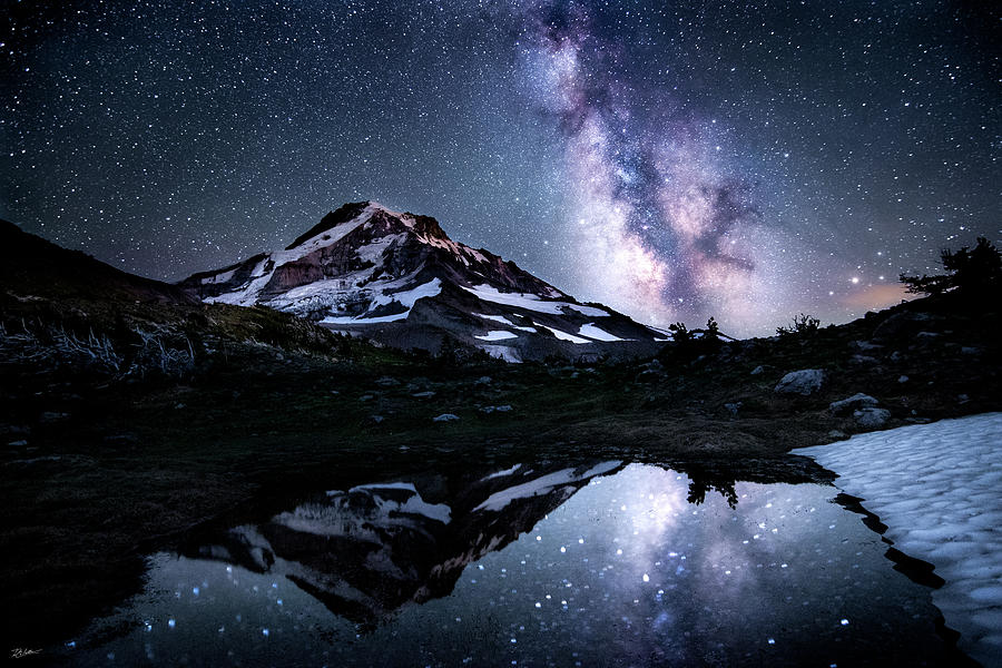 Majestic Mountain Under the Milky Way Photograph - Cascade Mountain Night Sky by Russell Wells