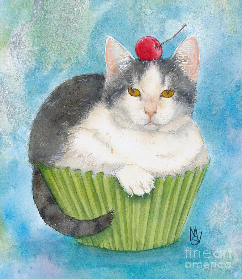 Cat Cupcake Delight Painting - Muffin of Animal Rescue and Foster by Marie Stone-van Vuuren