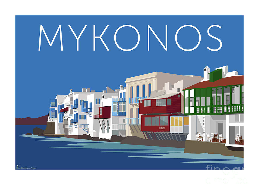 MYKONOS Little Venice - Blue Digital Art by Sam Brennan