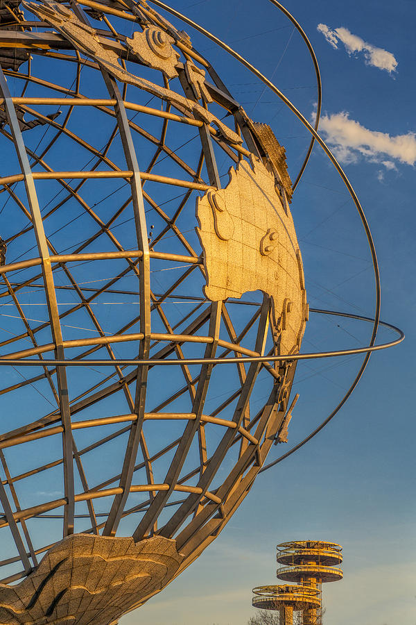 Unisphere with Observation Towers Photograph - NYC Unisphere and Observatory Pavilions by Susan Candelario