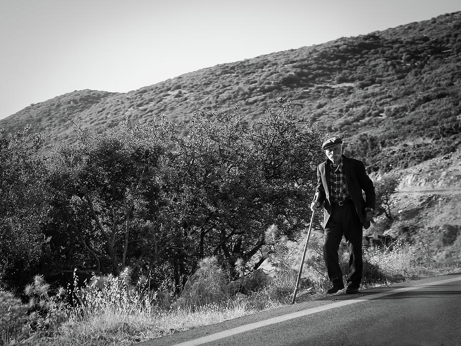 Old man in rural Greece Photograph by Al Poullis