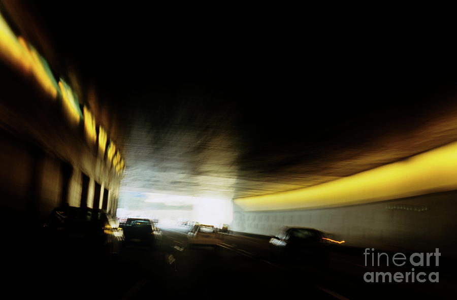 Paris Peripherique illuminated tunnel Photograph by Sami Sarkis Photography