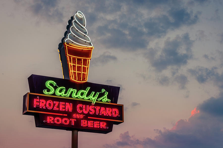 Neon Ice Cream Sign at Sunset Photograph - Perfect Combo by Slow Fuse Photography