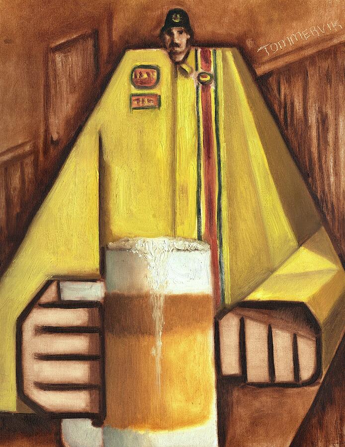 Pit Stop - Abstract Race Car Driver Art Print Painting by Tommervik