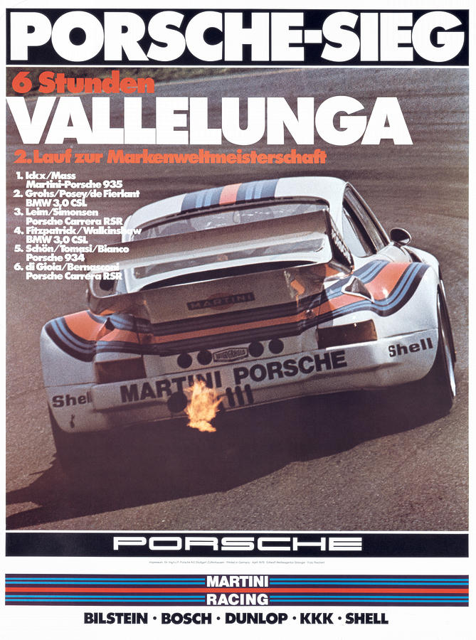 Porsche Victory at Vallelunga Digital Art - Porsche Vallelunga vintage Racing poster by Georgia Clare