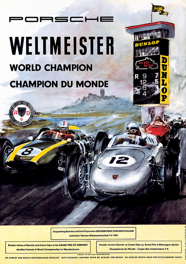 Porsche Racing World Champion Advertisement Photograph - Porsche Weltmeister Vintage Poster by Georgia Clare