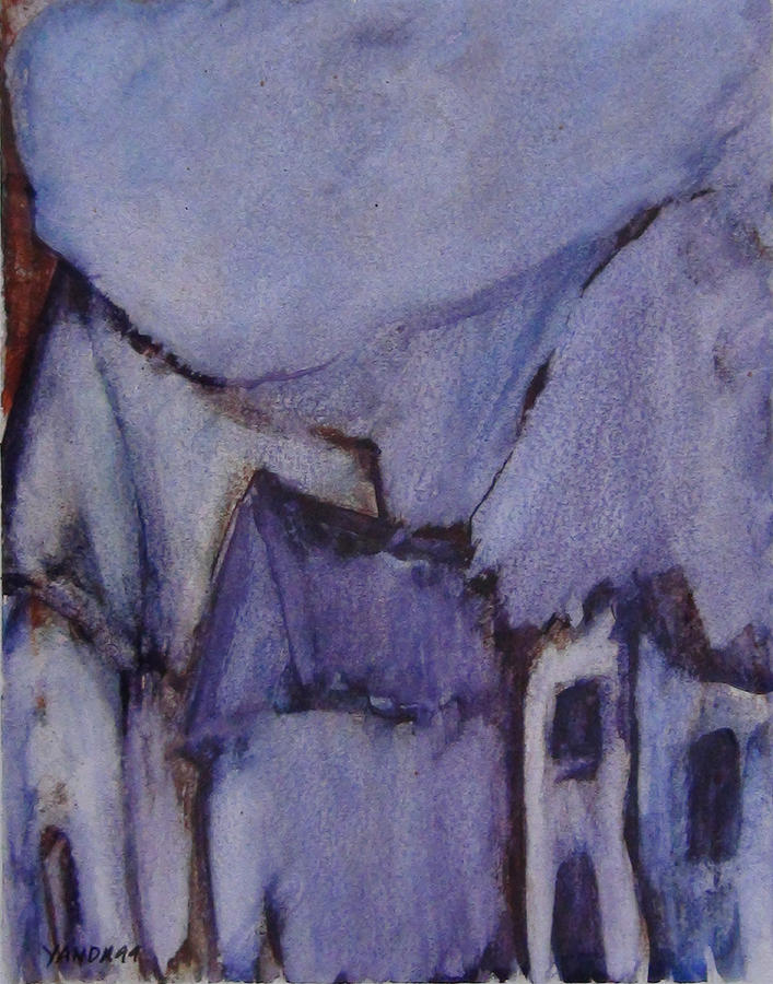 Purple Hut Drawing by Katt Yanda