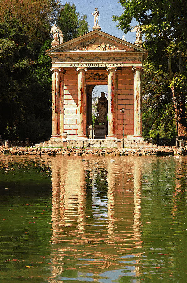 Temple of Aesculapius in Rome Painting - Rome, Ancient Temple of Aesculapius by AM FineArtPrints