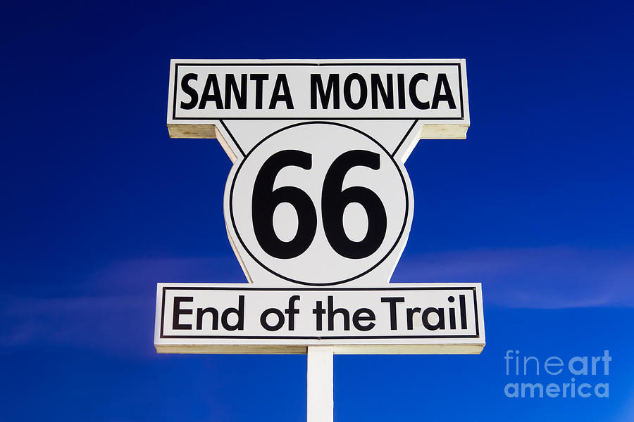 Santa Monica Route 66 Sign Photograph by Paul Velgos