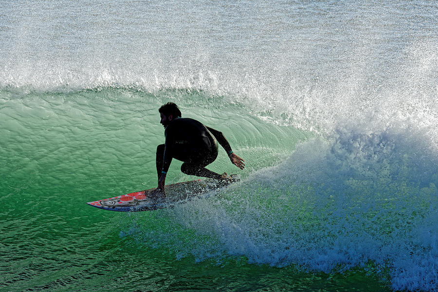 Sea of Despair -- Surfer on a Wave in Cayucos, California Photograph by Darin Volpe