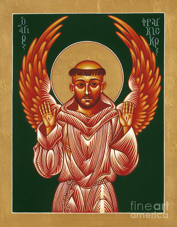 Saint Francis with Angelic Wings Painting - Seraphic Father Francis 031 by William Hart McNichols