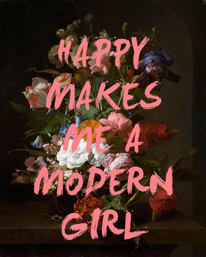 Vibrant Floral Typography Composition Digital Art - Sleater Kinney Lyrics Print by Georgia Clare