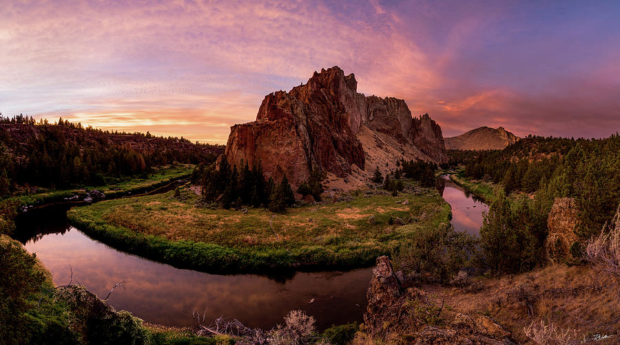 Sunset Over Rocky Canyon Photograph - Smith Rock Sunset by Russell Wells