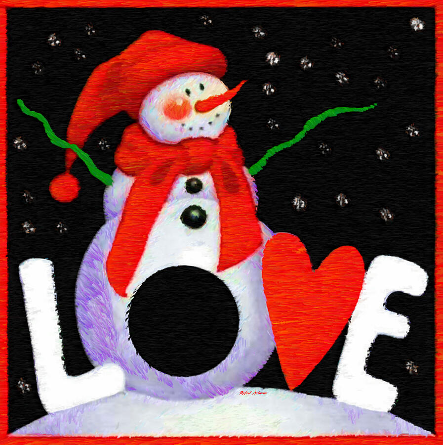 Snowman Love Digital Art by Rafael Salazar