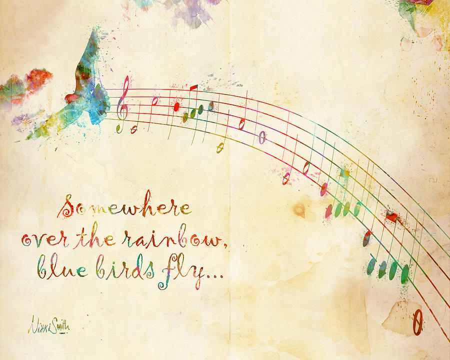 Musical Notes and Colors Digital Art - Somewhere Over the Rainbow by Nikki Smith