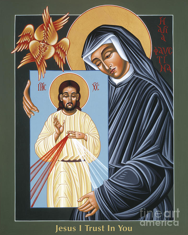 St Faustina and Divine Mercy Icon Painting - St Faustina Kowalska Apostle of Divine Mercy 094 by William Hart McNichols