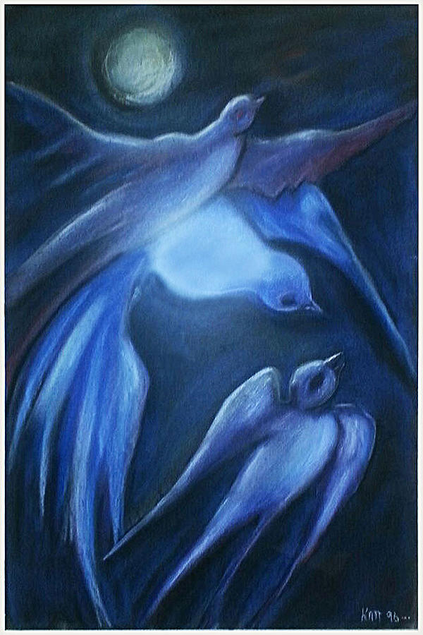 Swallows Pastel by Katt Yanda