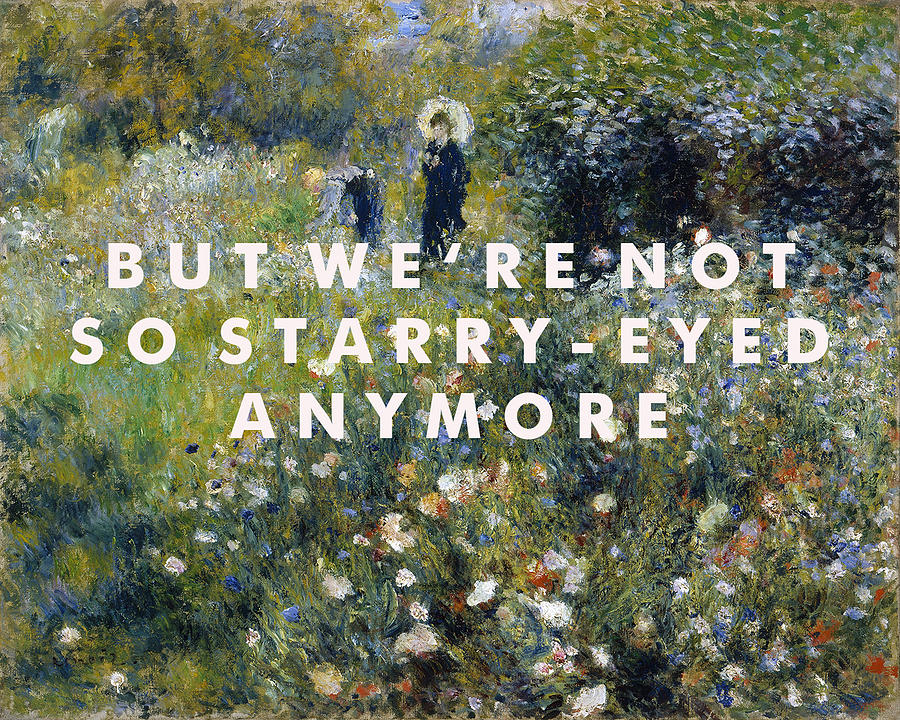 Two Women Strolling in Flower Garden Photograph - The Decemberists Lyrics Print by Georgia Clare