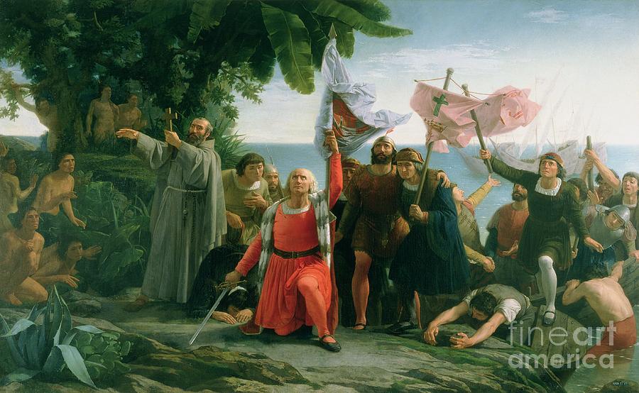 The First Landing of Christopher Columbus Painting by Dioscoro