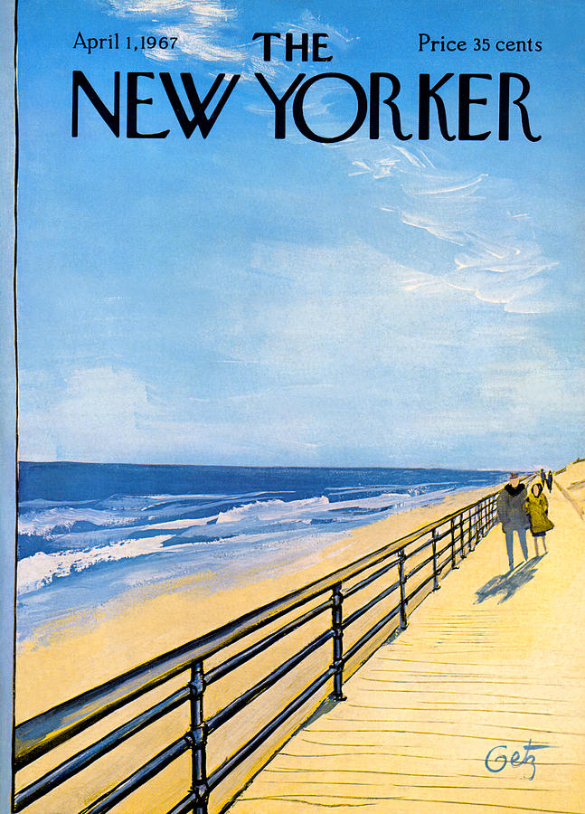 Boardwalk Stroll at the Beach Painting - The New Yorker Cover - April 1st, 1967 by Arthur Getz