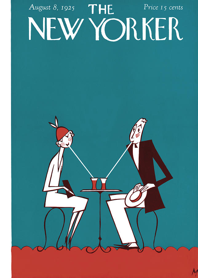Retro Couple Sharing a Drink Painting - New Yorker August 8th, 1925 by Julian de Miskey