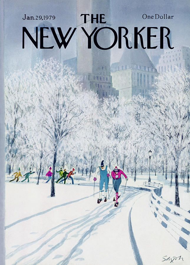 Winter Scene in Central Park Painting - New Yorker January 29th, 1979 by Charles Saxon