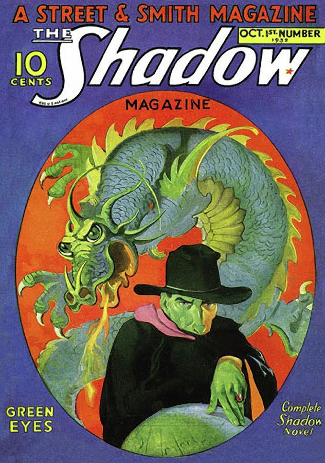 The Shadow Magazine Cover with Dragon Painting - The Shadow Green Eyes by Conde Nast