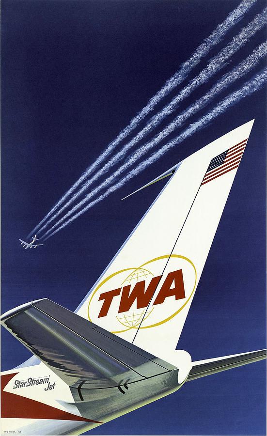 TWA Star Stream Jet - Minimalist Vintage Advertising Poster by