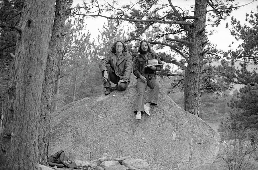 Two Men on a Boulder in the American West, 1972 Photograph by Jeremy Butler